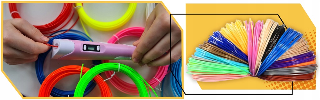 WKŁADY DO DŁUGOPISU 3D PEN Filament PLA - ZESTAW 20 KOLORÓW MIX 200m EAN (GTIN) 5906700048197